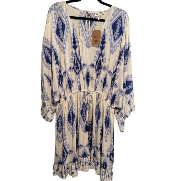 NWT- Romantic Gypsy- Women’s Blue & White Plus Size Conch Waist Dress, Size 2X - Picture 11 of 12
